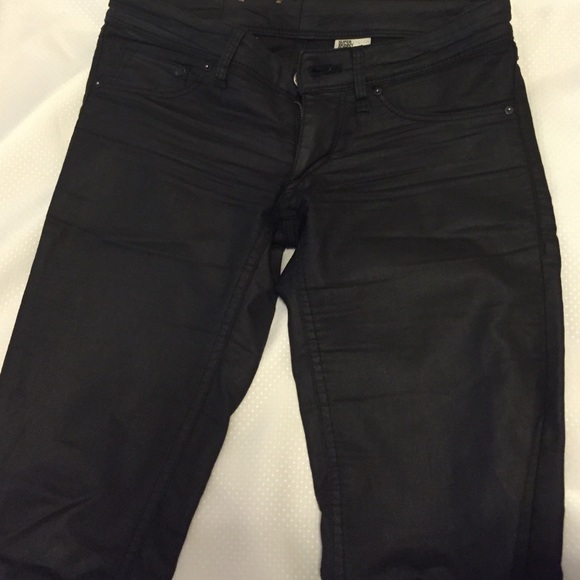 Wax coated skinny jeans