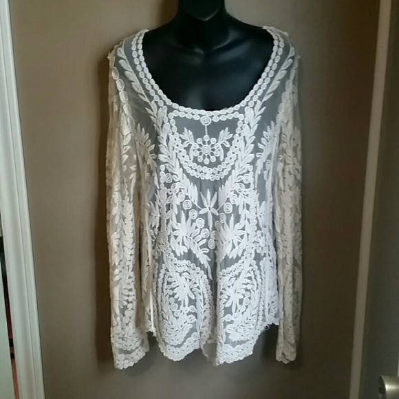 Beautiful lace bathing suit cover up or shirt