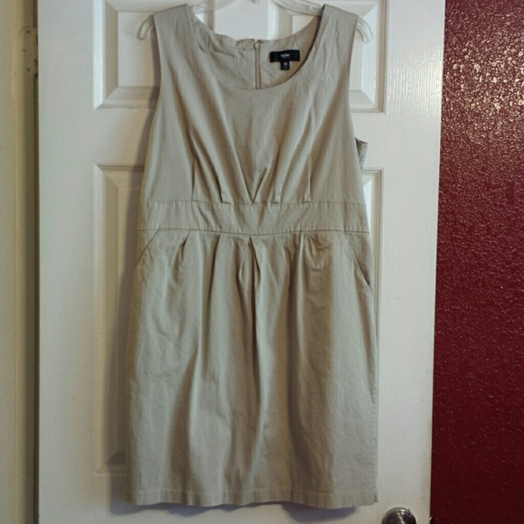 Khaki/tan colored, knee-length, plus size dress