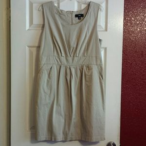 Khaki/tan colored, knee-length, plus size dress