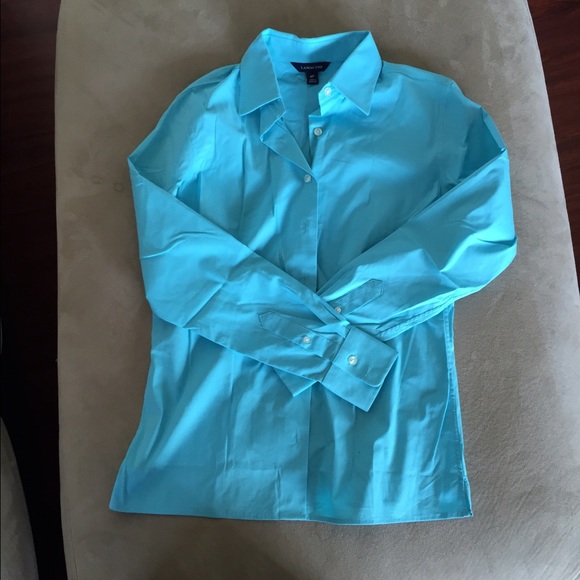 Blue button down top