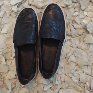 Vince black leather perforated look sneakers