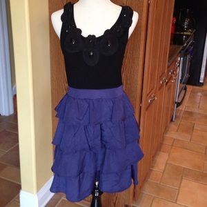 Black and navy color block dress