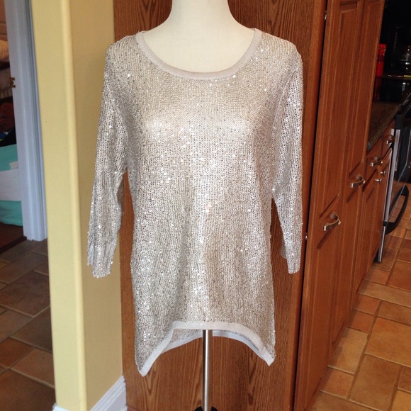 High-low sparkle sweater