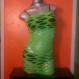Neon green mini rave dress