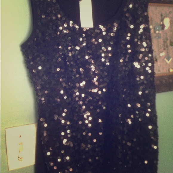 Black sequin tank