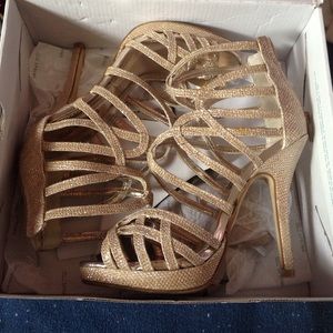 Gold sparkly prom heels