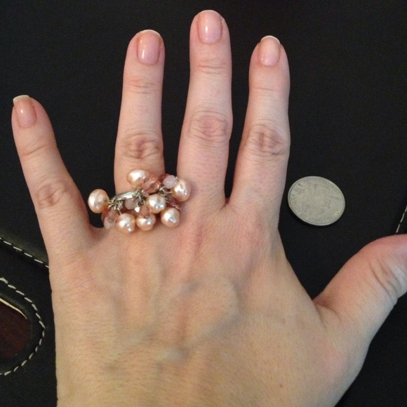 Silver and pink ring