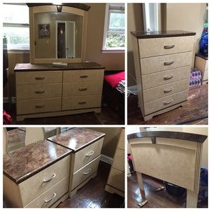 Headboard chest dresser two nightstands