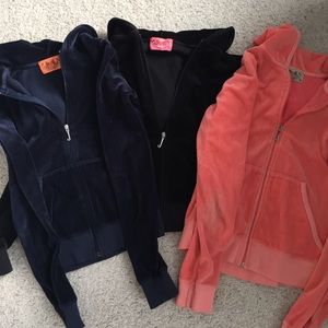 BUNDLE. THREE Juicy Couture zip up sweatshirts.