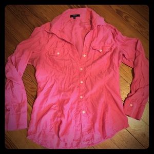 Express Long sleeve pink silk button down top