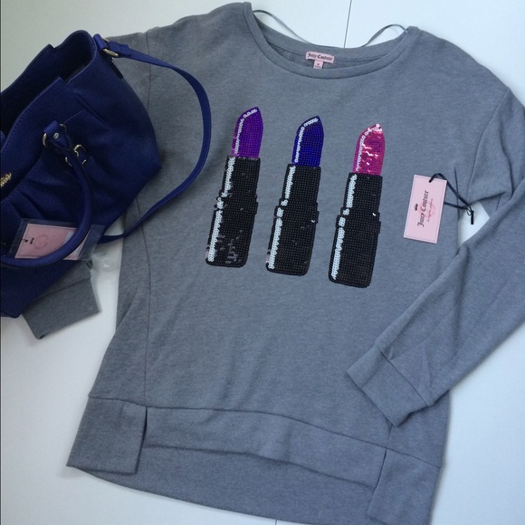 Juicy Couture Tops - 🎉HP🎉Juicy French Terry Top W/ Sequin Lipstick