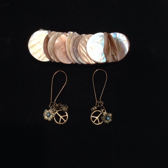 Seashell bracelet/ Lucky Brand earring bundle