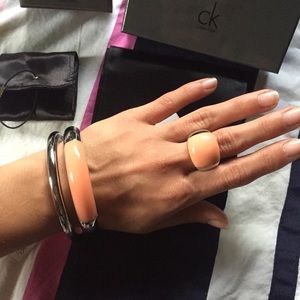NWT CK stainless steel & coral bracelet & ring set