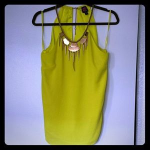 Neon yellow top with rose gold accents