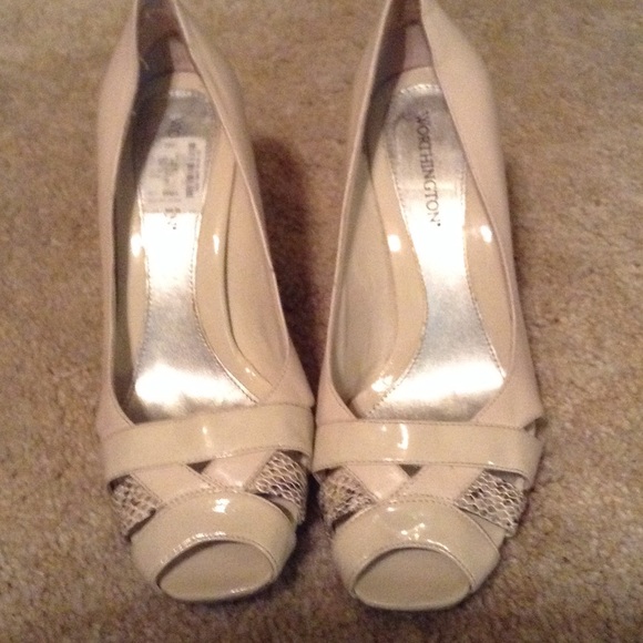 Worthington Beige Open Toe Pumps