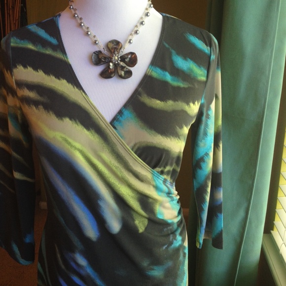 Tribal brand faux wrap dress with side ruching