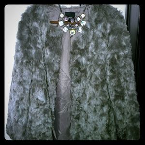 Grey faux fur jacket