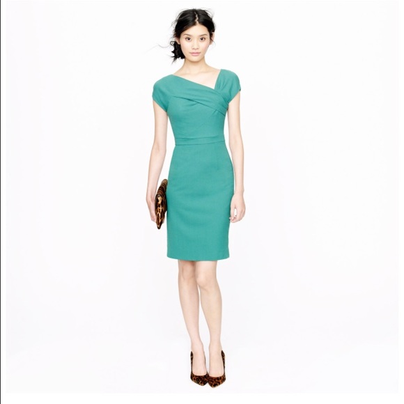 Jcrew green origami sheath dress