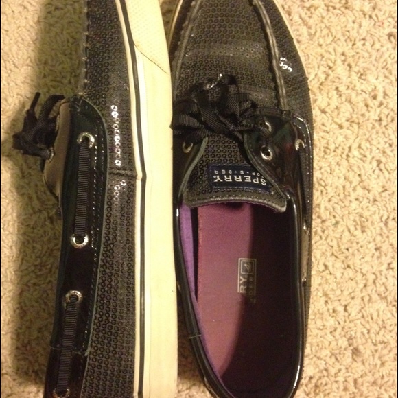 Black sparkly Sperry's