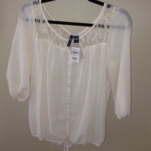 NEVER WORN - Cream Long sleeve lace top!