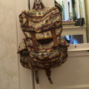 Aztec print with faux-leather Ecote backpack