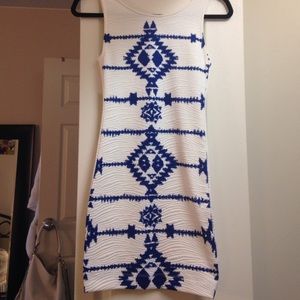 H&M blue and white printed dress