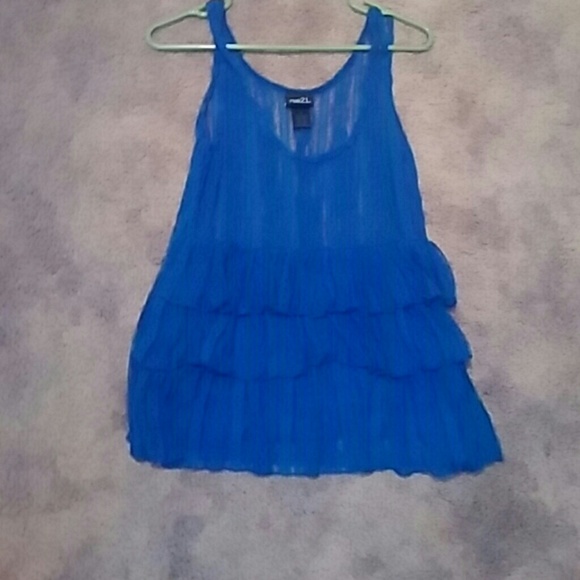 Blue lace top with ruffles