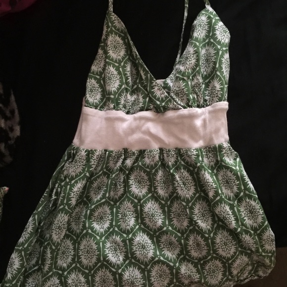 White and green spaghetti strap top. - Picture 3 of 4