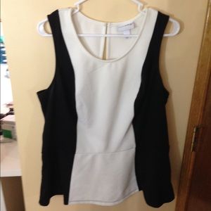 black and cream peplum tank top