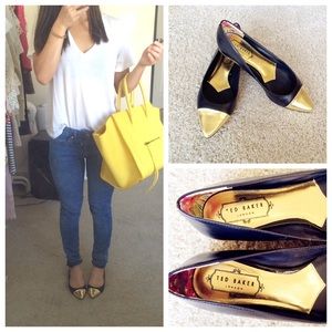 Authentic Ted Baker gold tip flats