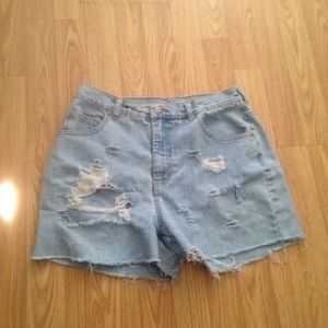 High waisted denim shorts