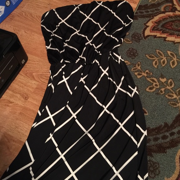 Strapless black maxi dress