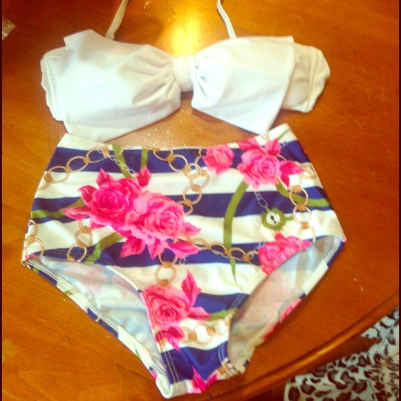Floral High Waisted Swimsuit