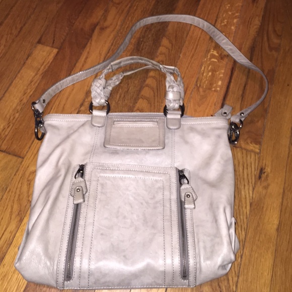 The Sak gray leather tote/crossbody.