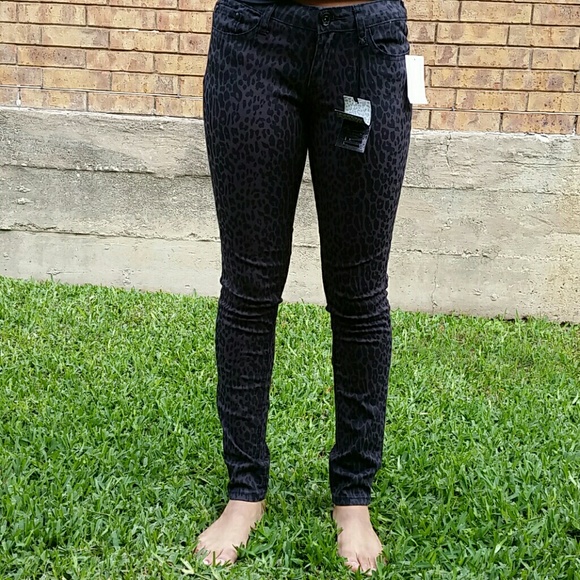 Gray/black leopard print jeans