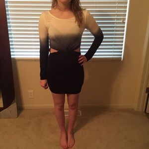 Ombré cut out long sleeve dress