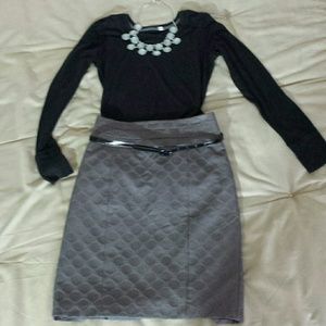 Gray High Waist Pencil Skirt