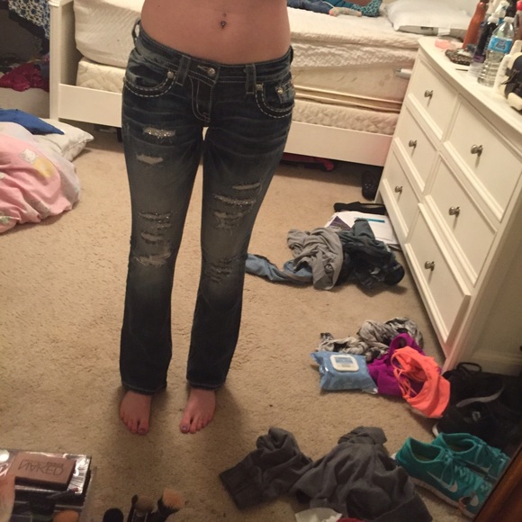 Rhinestoned embellished miss me jeans