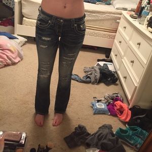 Rhinestoned embellished miss me jeans