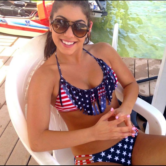 Fringe American flag bikini
