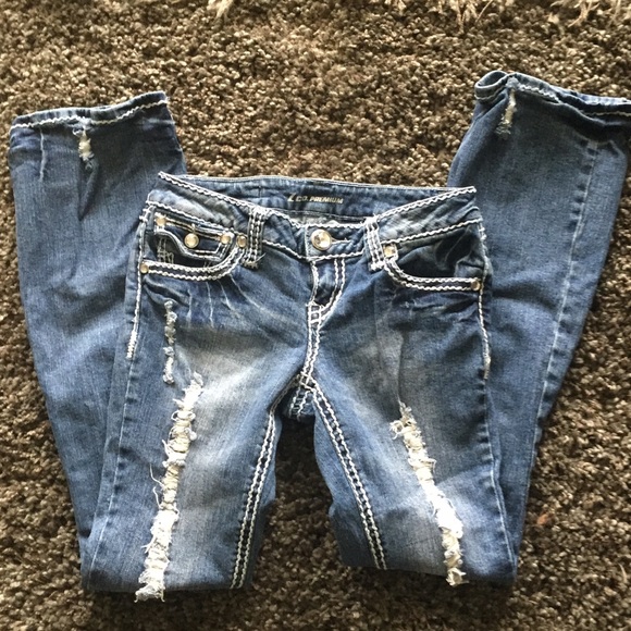 Zco premium Denim - Distressed Ripped Bling Blue jeans