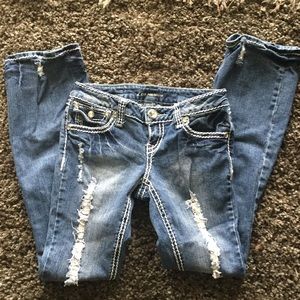 Distressed Ripped Bling Blue jeans