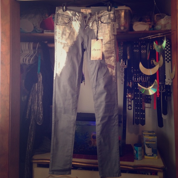 Makers Brand Gray and Metallic Silver Pants