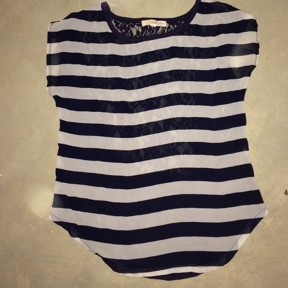 Striped top with lace in back