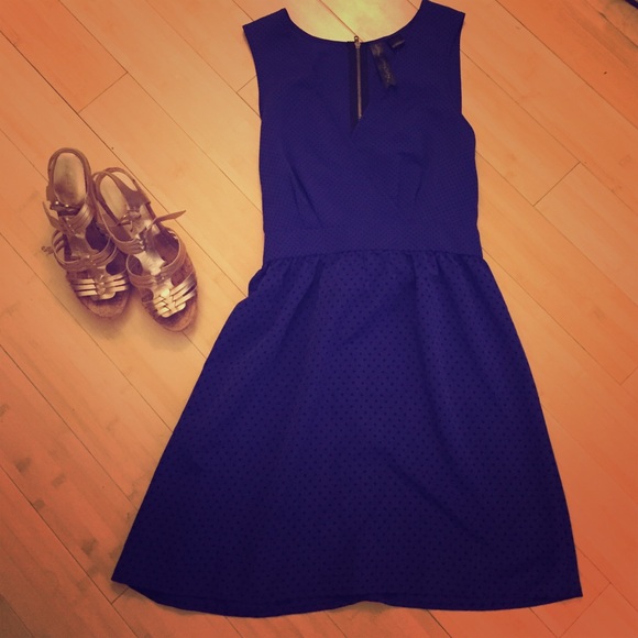 Purple dress with black polka dots