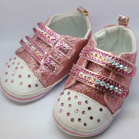 Pink Baby Shoes Swarovski® Crystals 6 months