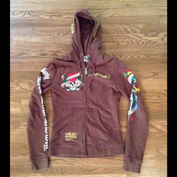 Ed Hardy Brown Studded Jacket