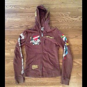 Ed Hardy Brown Studded Jacket