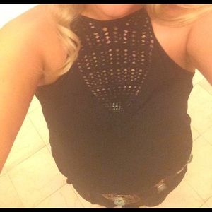 Victoria secrets crochet black romper size large